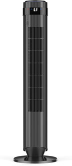 Tower Fan for Bedroom, 28dB Quiet Floor Standing Fan with Remote, 12H Timer, 5 Speeds, 4 Modes, LED Display, Portable Bladeless Oscillating Cooling Fan for Indoor, Home, Office - Silver