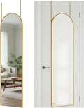 47x14 Full Length Mirror Over The Door, Wall Mounted Full Body Mirror, Door Hanging Metal Aluminum Alloy Frame Dressing Mirror for Bedroom, Living Room, Entryway, Gold
