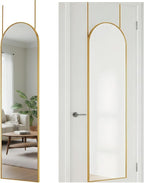 47x14 Full Length Mirror Over The Door, Wall Mounted Full Body Mirror, Door Hanging Metal Aluminum Alloy Frame Dressing Mirror for Bedroom, Living Room, Entryway, Gold