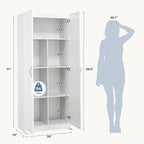 Office Storage Cabinet, Large Capacity Organizer, Wooden Bedroom Storage Unit for CD, Blankets and Books, Suitable for Living Rooms, Office and Study Rooms, White