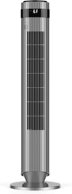 Tower Fan for Bedroom, 28dB Quiet Floor Standing Fan with Remote, 12H Timer, 5 Speeds, 4 Modes, LED Display, Portable Bladeless Oscillating Cooling Fan for Indoor, Home, Office - Silver