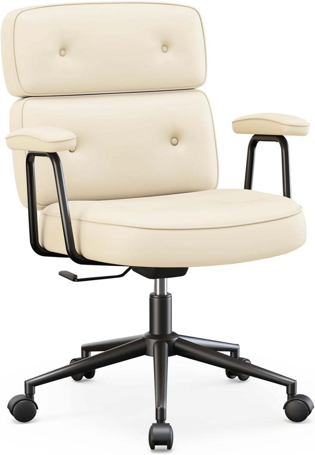 Ergonomic Home Office Desk Chair, PU Leather Computer Chair with Lumbar Support Adjustable Height Rolling Swivel Executive Task Armrests Chair, Inky