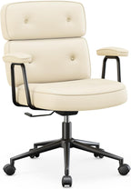 Ergonomic Home Office Desk Chair, PU Leather Computer Chair with Lumbar Support Adjustable Height Rolling Swivel Executive Task Armrests Chair, Inky