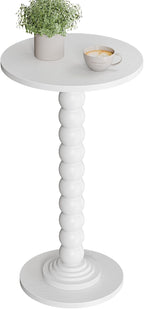 Round Side Table for Small Spaces, Modern Accent End Table with Solid White Leg, Versatile Drink Table for Living Room, Bedroom, Corners, White 2 Pack