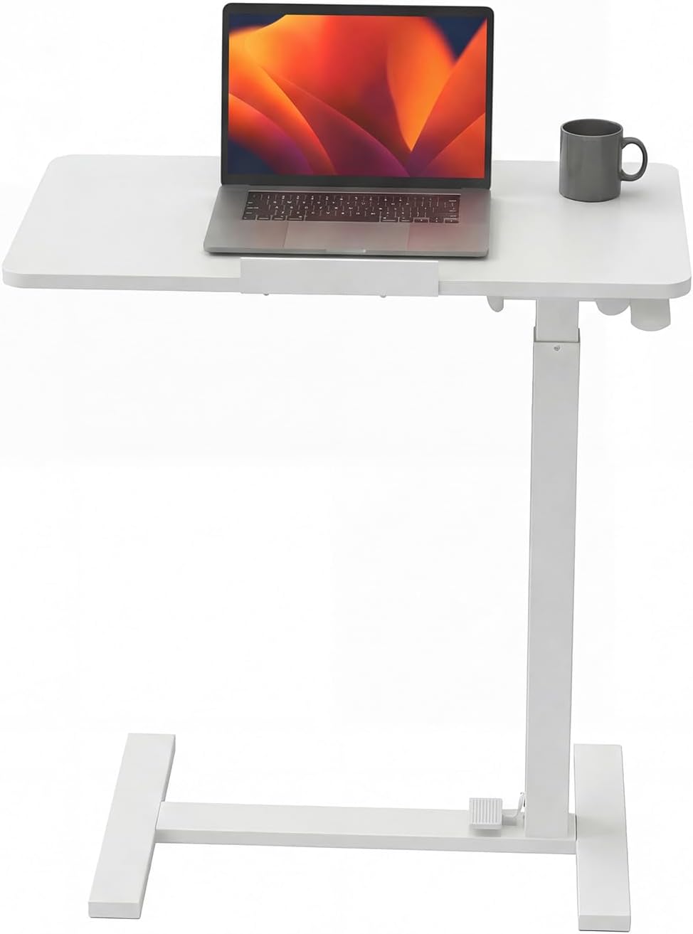 Mobile Standing Desk, Height-Adjustable Computer Cart with Pneumatic Lift, Portable Computer Workstation Cart for Bed, Couch, Office, Sofa, Black