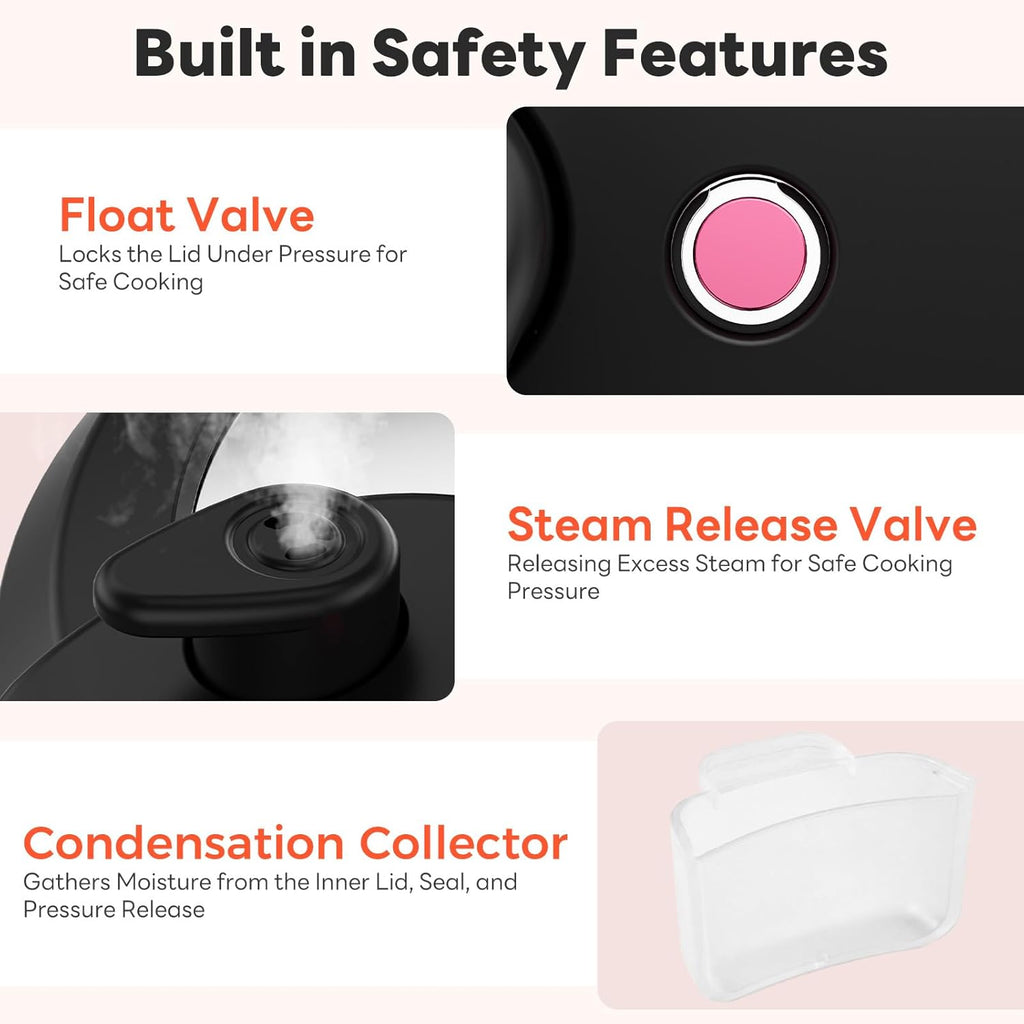 16-in-1 Electric Pressure Cooker, 6QT Programmable Multi Cooker with 12 One-Touch Presets, Soup Steam Yogurt and More, Ceramic Inner Pot Delay Start & Keep Warm, Includes Recipe Guide, Black