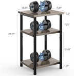 3 Tier End Table for Small Space, Side Sofa Tables Storage Shelf, Nightstand with Adjustable Feet for Living Room, Bedroom, Office, Set of 2, Oak Grey