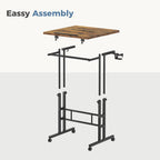 Split Top Rolling Standing Desk, 23.6 Inch Mobile Laptop Computer Desk, Manual Adjustable Height Workstation on Wheels, Sit Stand Office Table, Walking Pad Study Desk, Rustic Brown
