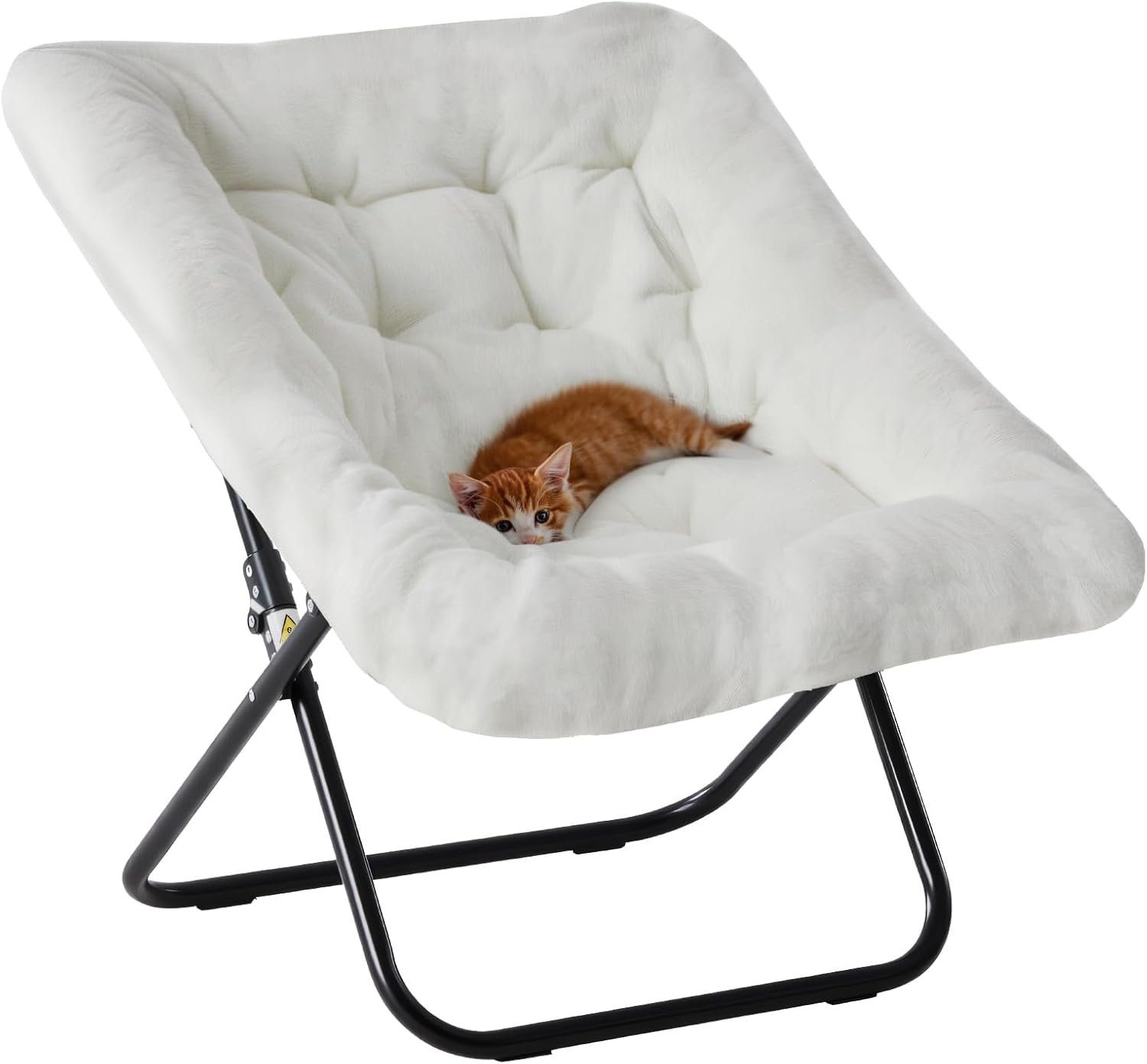 Comfy Saucer Chair, Faux Fur Lounge Seasting XL Circle Chair for Bedroom, Dorm & Gaming, Foldable Fashion Accent Seat for Small Spaces, Folding Moon/Mushroom/Round Oversized Style