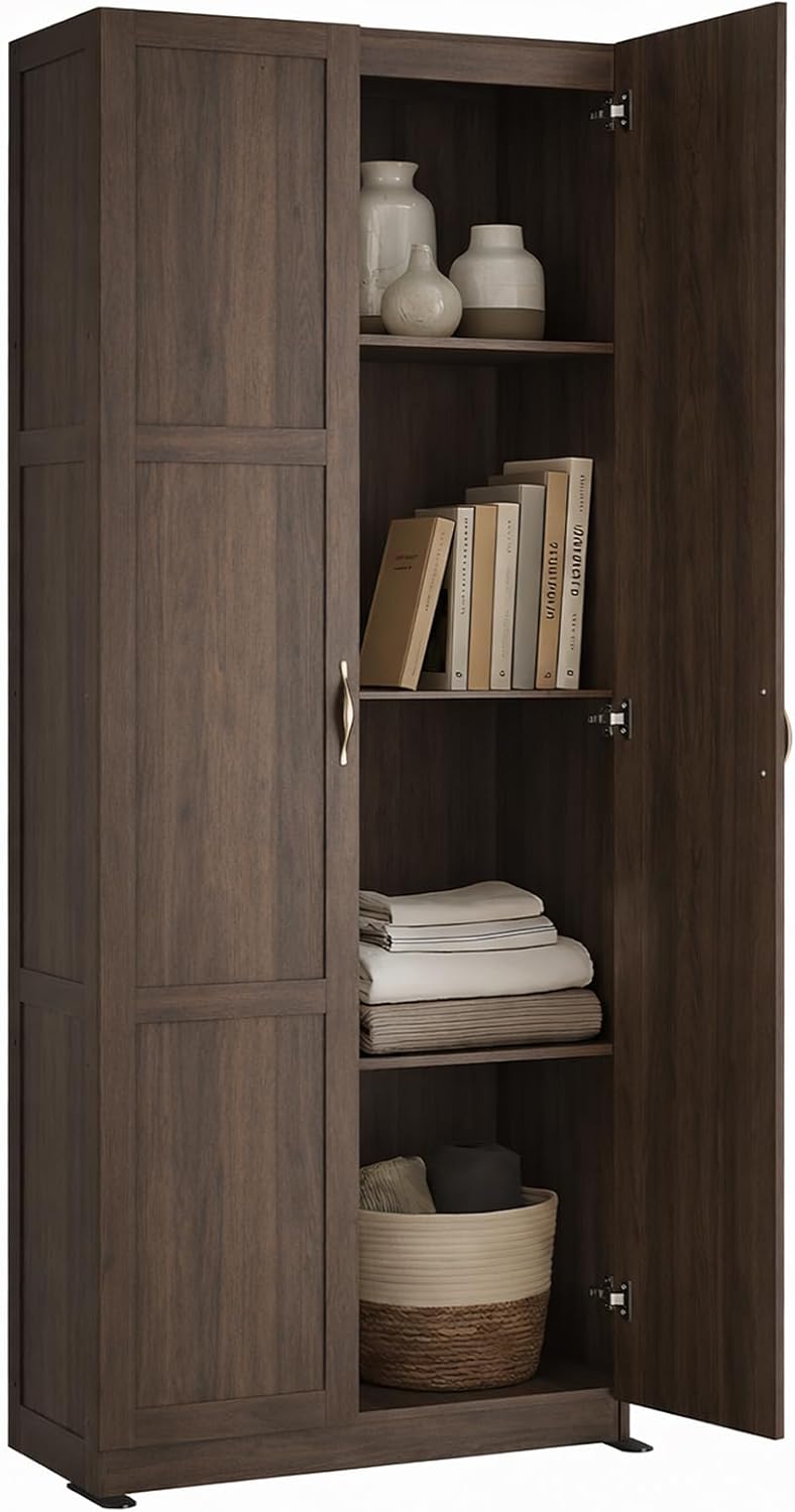 Office Storage Cabinet, Large Capacity Organizer, Wooden Bedroom Storage Unit for CD, Blankets and Books, Suitable for Living Rooms, Office and Study Rooms, White