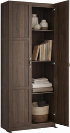 Office Storage Cabinet, Large Capacity Organizer, Wooden Bedroom Storage Unit for CD, Blankets and Books, Suitable for Living Rooms, Office and Study Rooms, White