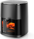 4.7Qt Glass Air Fryer, Non Toxic Air Fryer with 10 Preset Cook Modes, 395??F Rapid Air Crispy Technology, Roast Bake Dehydrate Reheat, Nonstick & Easy-Clean Basket, 1300W
