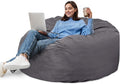 4FT Bean Bag Chair Beanbag for Adults and Kids Oversized Lazy Sofa Living Room Furniture with Removable Washable Cover Giant Comfy Gaming Chair Round Couch for Bedroom Dorm, Dark Grey
