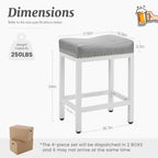 Saddle Bar Stools Set of 4, 24 Inch Counter Height Stools with Curved PU Leather Surface, 3.7 Thick Upholstery Bar Height Stools with Footrest for Kitchen Island, Dining, Cafe, Gray