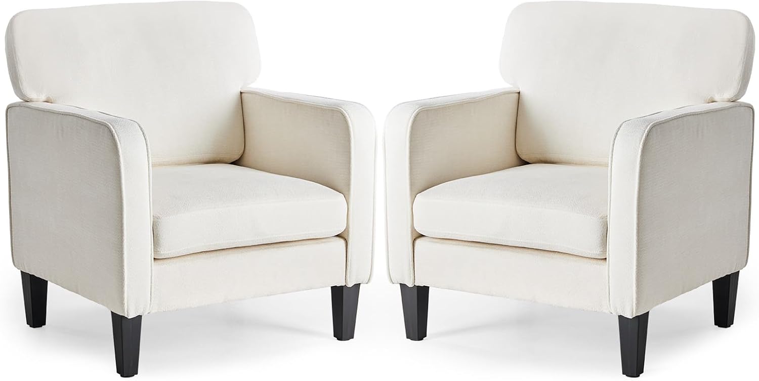 Modern Accent Chairs for Living Room, Corner Chairs for Adults, Reading Chair with Armrest and Backrest, Comfy Lounge Chairs for Bedroom Reception Waiting Room, Dark Grey 2 Pack