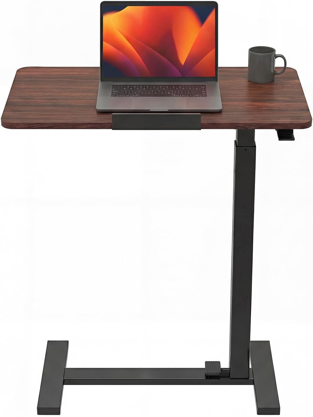 Mobile Standing Desk, Height-Adjustable Computer Cart with Pneumatic Lift, Portable Computer Workstation Cart for Bed, Couch, Office, Sofa, Black