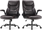 Office Computer Gaming Chair, Ergonomic High Back Heavy Duty Task Desk Chairs with Wheels, Flip-up Arms, Adjustable Height, PU Leather, Grey