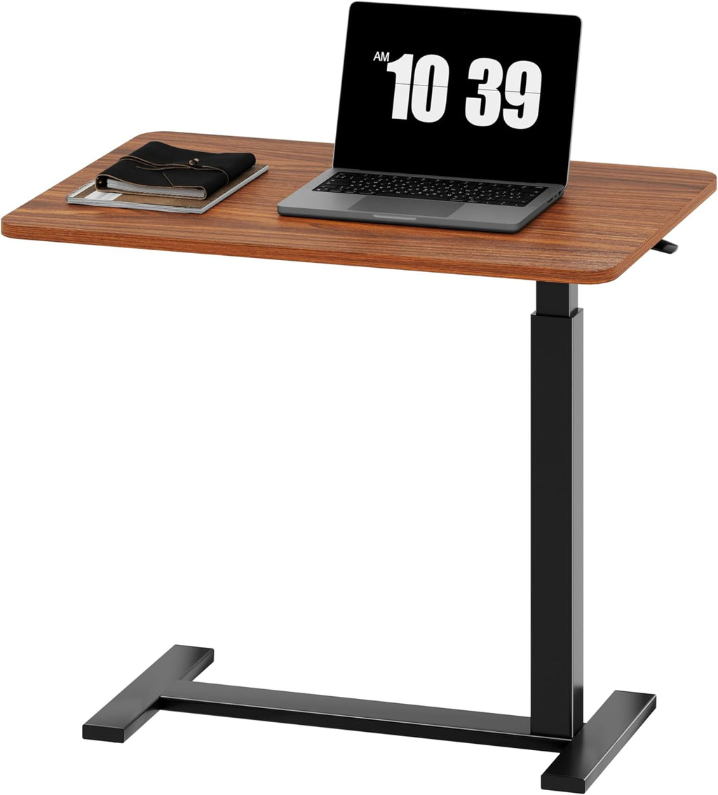 Overbed Bedside Table with Wheels, Adjustable Hospital & Home Use Bed Table, Rolling Laptop Table, Mobile Standing Desk, Black