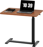 Overbed Bedside Table with Wheels, Adjustable Hospital & Home Use Bed Table, Rolling Laptop Table, Mobile Standing Desk, Black