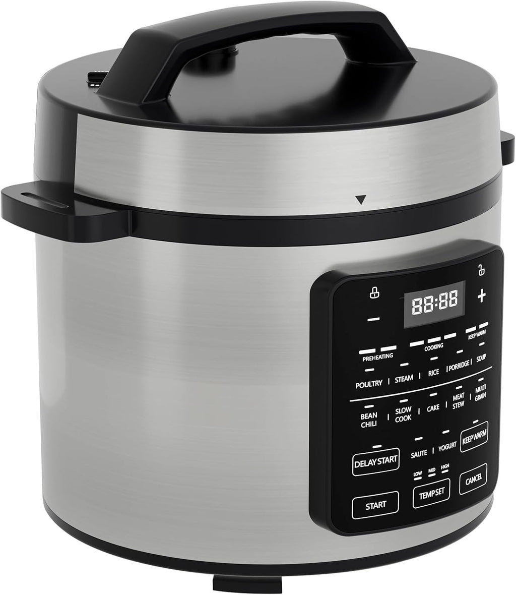 24-in-1 Electric Pressure Cooker 6.34 Quart, Stainless Steel Multi-Cooker for Canning, Slow Cook, Yogurt, Steam, Rice, Soup, Bean, Poultry, Beef, Bake, Stew & Porridge, Family Size
