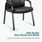 Waiting Room Chair Set of 6, Leather Office Desk Reception Guest Stationary Side Chairs with Padded Arms for Home Conference Lobby Area Meeting Church Medical Clinic Elderly Student