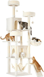 Small 44 Inch Cat Tree Tower, Cat Climbing Tower with Natural Sisal Scratching Posts, Hammock, Pet Condo for Indoor Cats and Kittens Play, Dark Grey