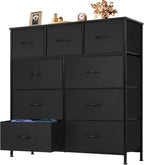 8 Drawer Storage Dresser with Wood Top - Wide Fabric Chest Organizer for Bedroom, Closet, Living Room,Tower Cabinet, TV Stand, Hallway Entryway Furniture,Grey