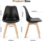 Modern Dining Chairs Set of 4, PU Leather Upholstered Kitchen Chairs with Wood Legs, Mid Century Accent Chairs for Living Room, Bedroom, Outdoor Lounge, Black