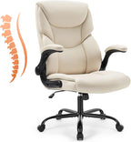 Office Computer Gaming Chair, Ergonomic High Back Heavy Duty Task Desk Chairs with Wheels, Flip-up Arms, Adjustable Height, PU Leather, Grey