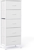 4 Fabric Drawer Small Dresser, Bedside Nightstand with Wooden Top Sturdy Frame, Entryway Closet Bedroom Storage Cabinet Furniture for Dorm,White