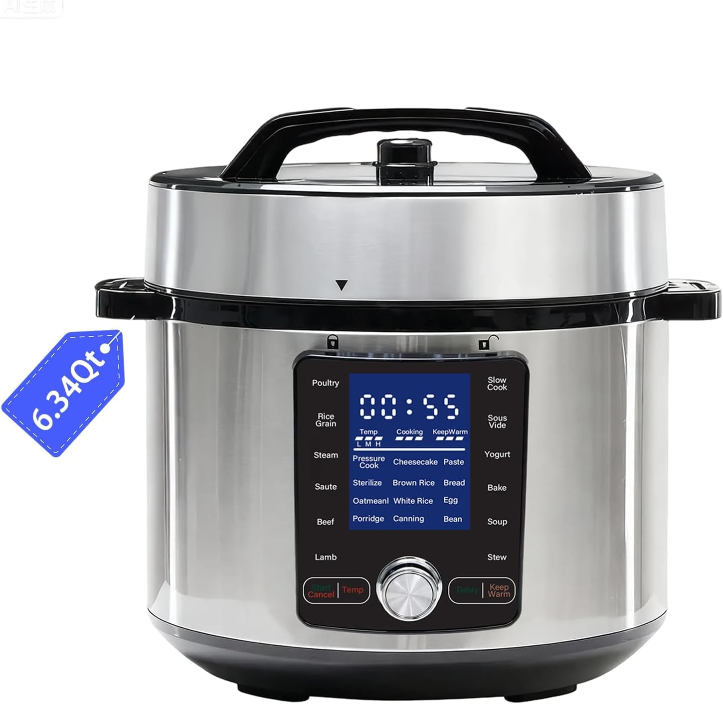 24-in-1 Electric Pressure Cooker 6.34 Quart, Stainless Steel Multi-Cooker for Canning, Slow Cook, Yogurt, Steam, Rice, Soup, Bean, Poultry, Beef, Bake, Stew & Porridge, Family Size