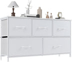 8 Drawer Dresser for Bedroom, Wide Fabric Storage Tower with Wooden Top and Metal Frame, Closet Chest Organizer Furniture, Living Room Hallway, Black