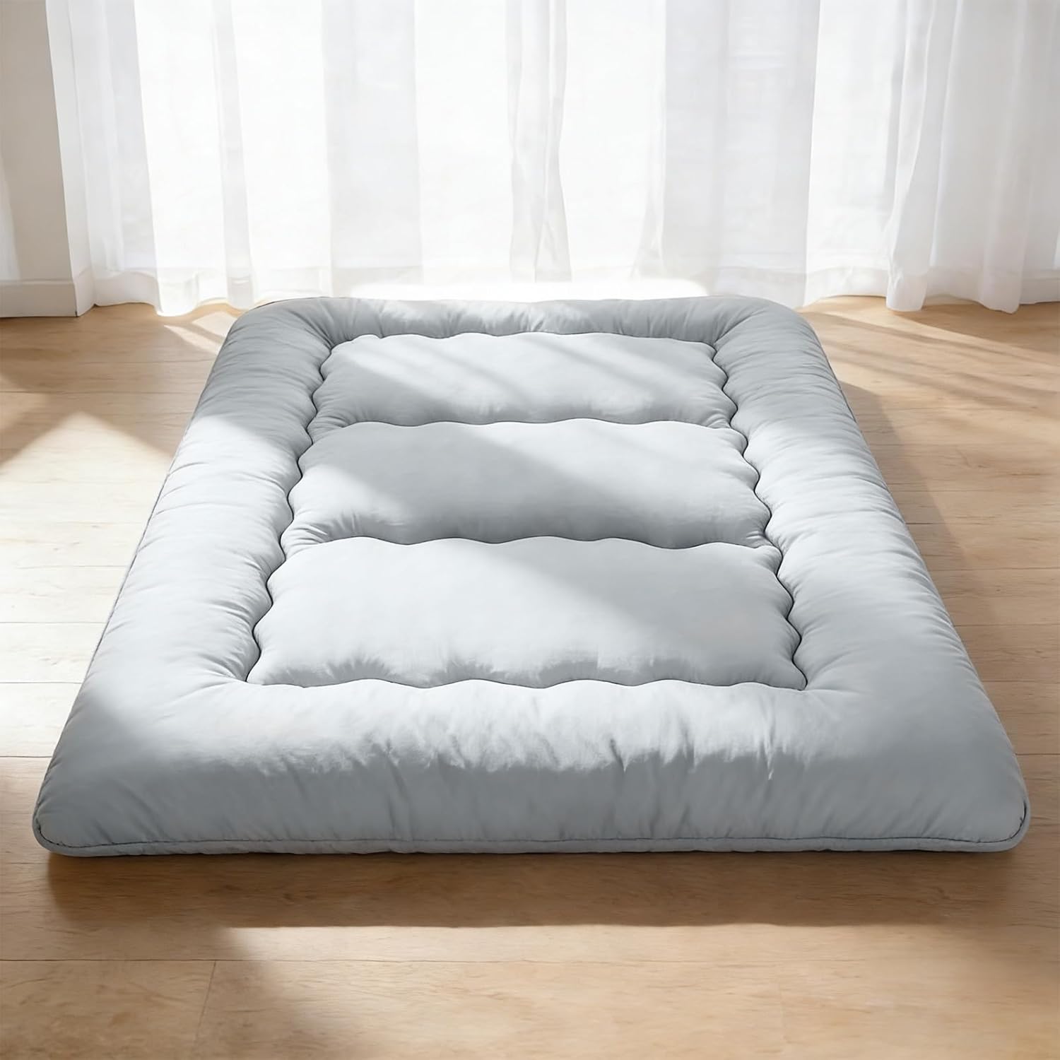 Japanese Floor Mattress Twin Size, Futon Mattress Foldable with Removable Washable Cover, Portable Roll Up Tatami Mat for Kids Room, Dorm, Sleepovers and Solo Sleeper, Black