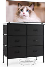 Dresser for Bedroom with 9 Storage Drawers, Large Fabric Storage Tower Organizer, Chest of Drawers with Metal Frame Wooden Top for Closet, Living Room, Entryway, Brown