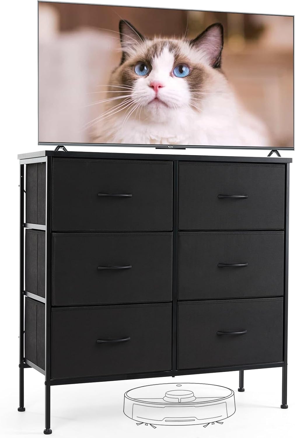 Dresser for Bedroom with 9 Storage Drawers, Large Fabric Storage Tower Organizer, Chest of Drawers with Metal Frame Wooden Top for Closet, Living Room, Entryway, Brown
