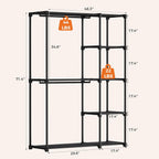 Portable Wardrobe Closet with Hanging Rods, 49 Inch Portable Clothing Rack with Shelves, Heavy Duty Clothes Rack, Freestanding Closet Organizer, 49 L x 15.7 W x 71.65 H