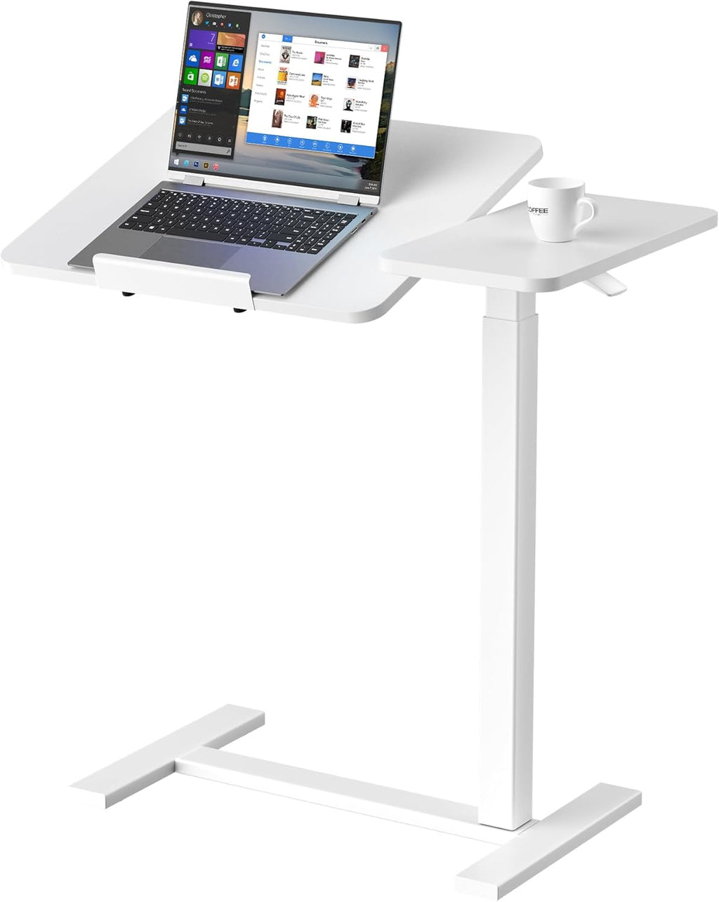 Small Standing Desk Rolling Table Adjustable Height, Laptop Mobile Stand with Wheels, Portable Computer Workstation with Tiltable Desktop for Teacher Classroom Home Office, Black