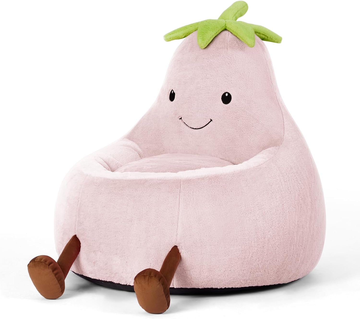 Kids Bean Bag Chair, Stuffed Toddler Couch with Faux Rabbit Fur Cover for Teens & Kids, Comfy Lazy Sofa Chair for Reader, Living Room, Bedroom, Aged 4-12 Years, 24 Inch, Purple