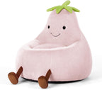Kids Bean Bag Chair, Stuffed Toddler Couch with Faux Rabbit Fur Cover for Teens & Kids, Comfy Lazy Sofa Chair for Reader, Living Room, Bedroom, Aged 4-12 Years, 24 Inch, Yellow