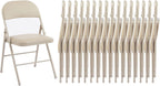 Folding Chair 4 Pack, Leather Padded Foldable Chairs, Sturdy Metal Portable Chairs, Easy to Use and Store, Outdoor and Indoor, for Home, Office, Party, Garden, Kahki