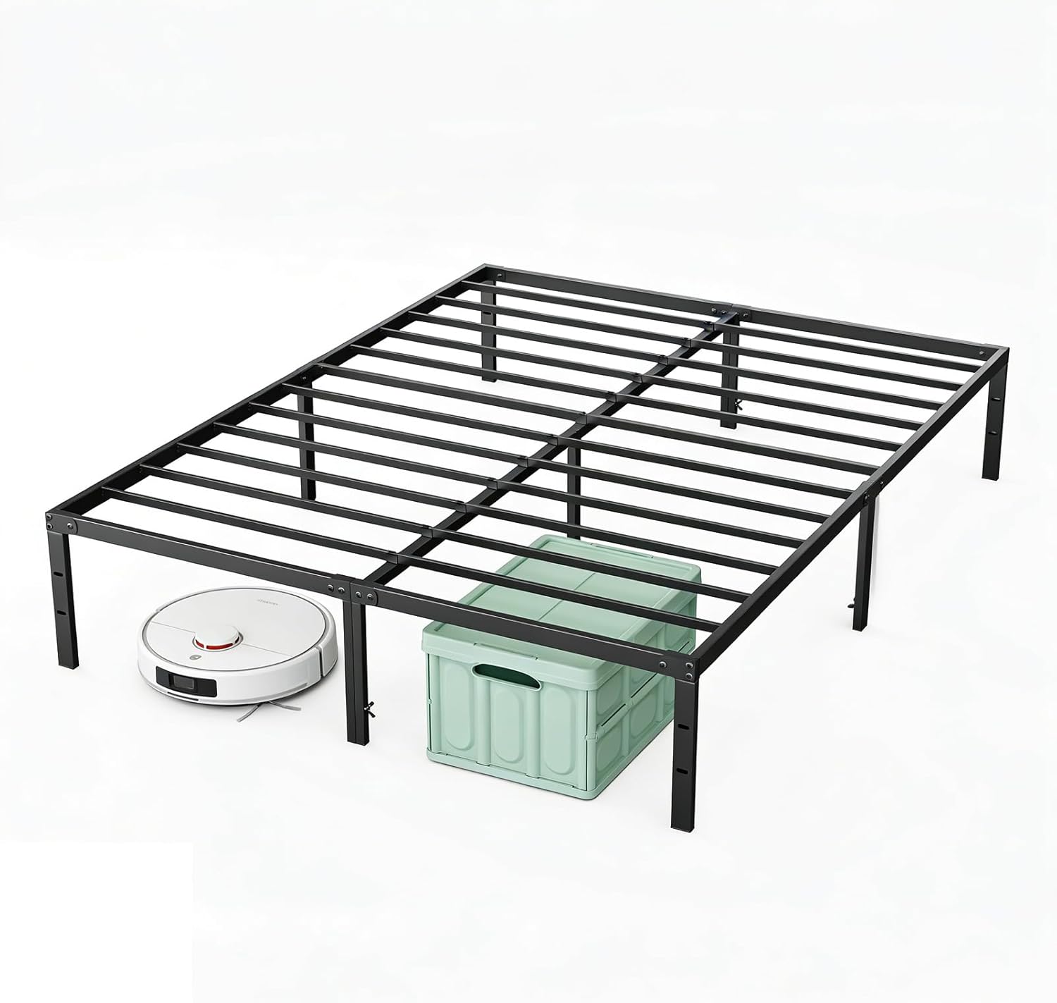 Twin XL Size 14 Inch Platform Bed Frame, Heavy Duty Metal Foundation Frame, Noise-Free Sturdy Steel Slats, Underbed Storage, No Box Spring Needed, Quick Setup
