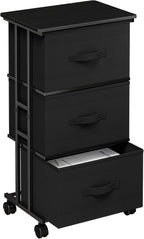 3 Drawer Fabric Dresser with Wheels, Storage Cabinet Organizer with Removable Drawers, Rolling Chest with Steel Frame for Bedroom, Closet, Living Room, Entryway, Grey