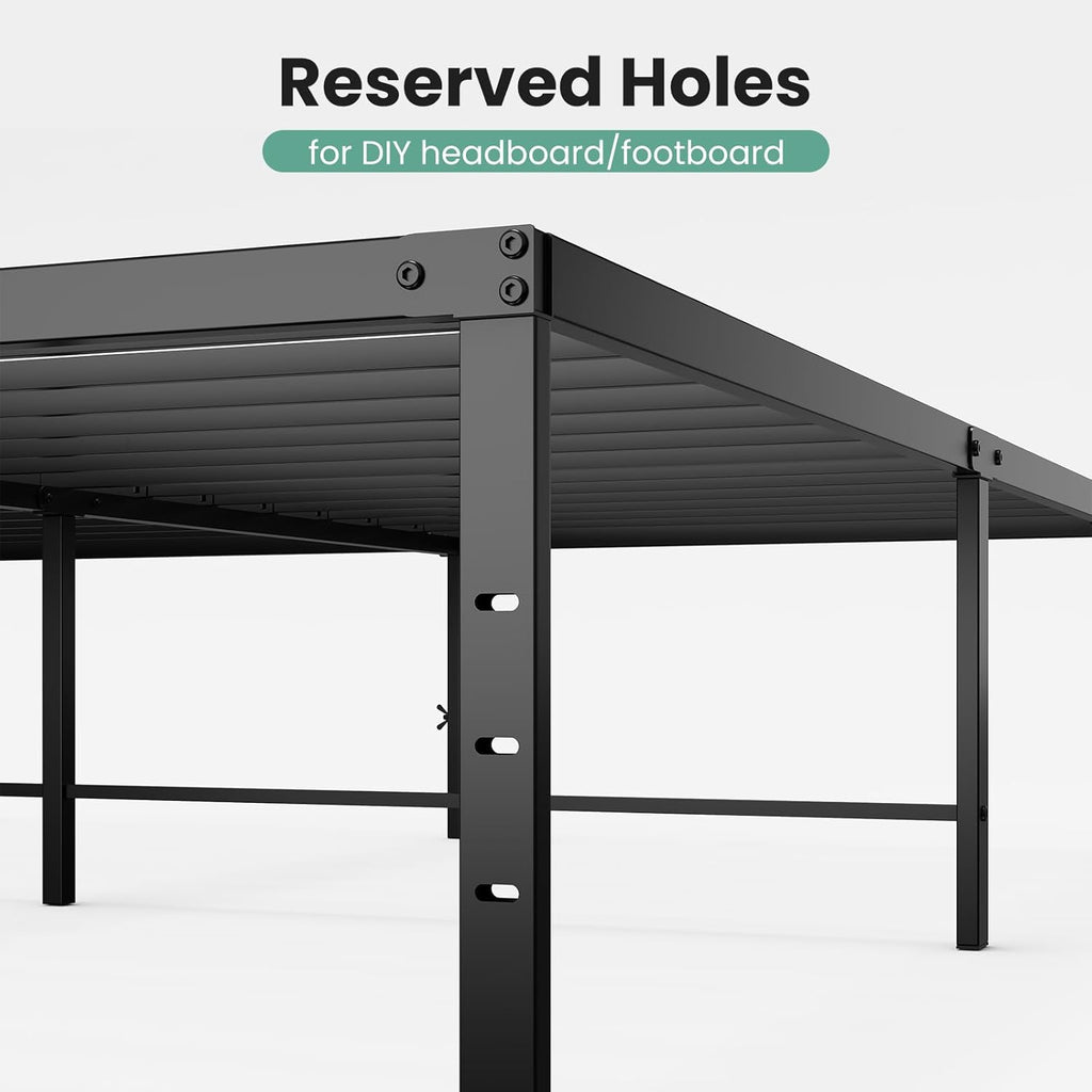 Twin XL Size 16 Inch Platform Bed Frame, Heavy Duty Metal Foundation Frame, Noise-Free Sturdy Steel Slats, Underbed Storage, No Box Spring Needed, Quick Setup