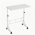 31.5 Adjustable Height Mobile Desk with Locking Wheels & Pin-Lock, Portable Workstation for Walking Pad & Active Home Office, White