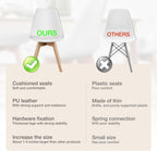 Modern Dining Chairs Set of 4, PU Leather Upholstered Kitchen Chairs with Wood Legs, Mid Century Accent Chairs for Living Room, Bedroom, Outdoor Lounge, White