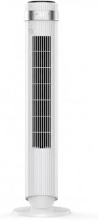 Tower Fan for Bedroom, 28dB Quiet Floor Standing Fan with Remote, 12H Timer, 5 Speeds, 4 Modes, LED Display, Portable Bladeless Oscillating Cooling Fan for Indoor, Home, Office - Silver