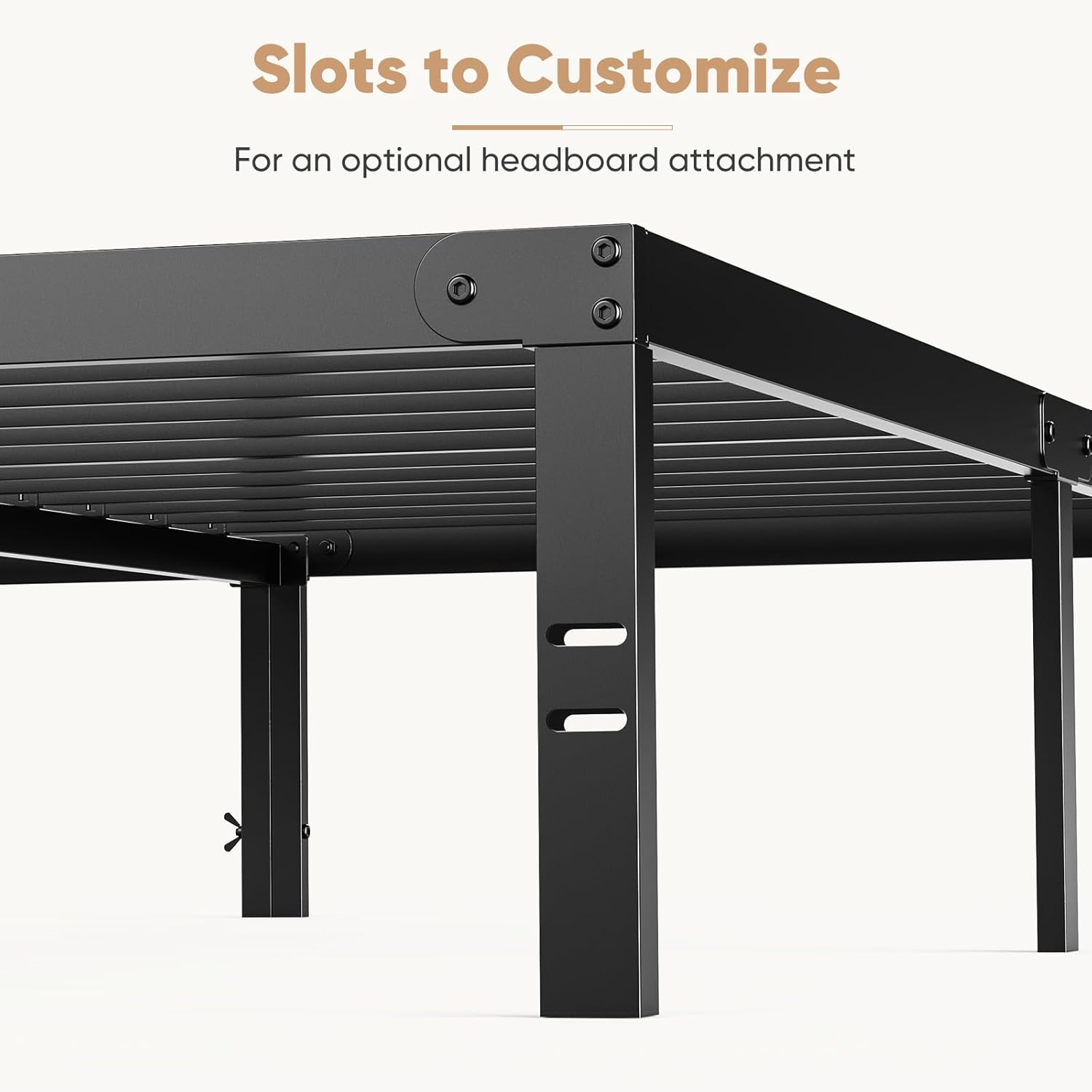 King Size Bed Frame - Metal Platform Bed Frames Mattress Foundation with Steel Slat Support, No Box Spring Needed, Storage Space Under Base, Easy Assembly, Black
