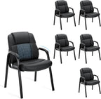 Waiting Room Chair, Leather Office Desk Reception Guest Stationary Side Chairs with Padded Arms for Home Conference Lobby Area Meeting Church Medical Clinic Elderly Student