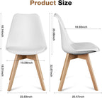 Modern Dining Chairs Set of 4, PU Leather Upholstered Kitchen Chairs with Wood Legs, Mid Century Accent Chairs for Living Room, Bedroom, Outdoor Lounge, White