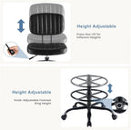 Armless Drafting Chair, Low Back Office Seat with Adjustable Footrest Ring for Standing Desk, Ergonomic PU Leather Office Seating, Swivel Rolling High Stool for Studio, Lab, Counter, Black